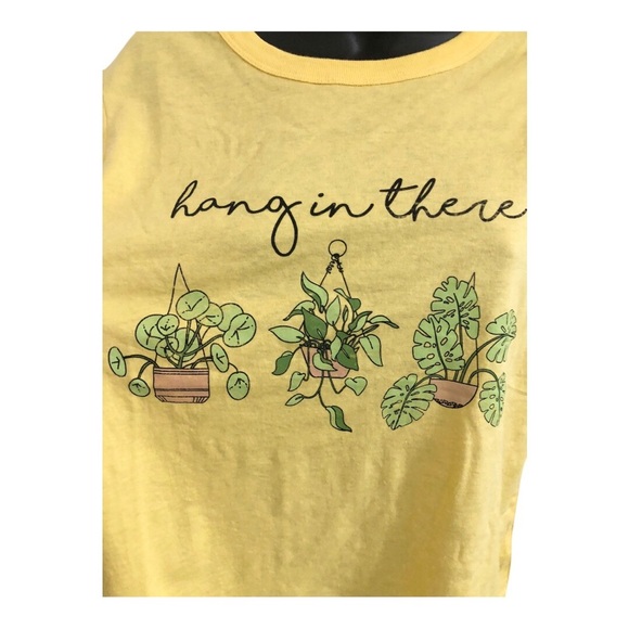 Yellow green plant and herbs hang in there graphic print t-shirt size small new - Picture 3 of 7